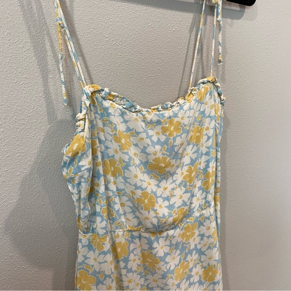 Cotton Candy LA Floral Summer Midi Dress Split Leg Blue Yellow Small - Picture 8 of 10
